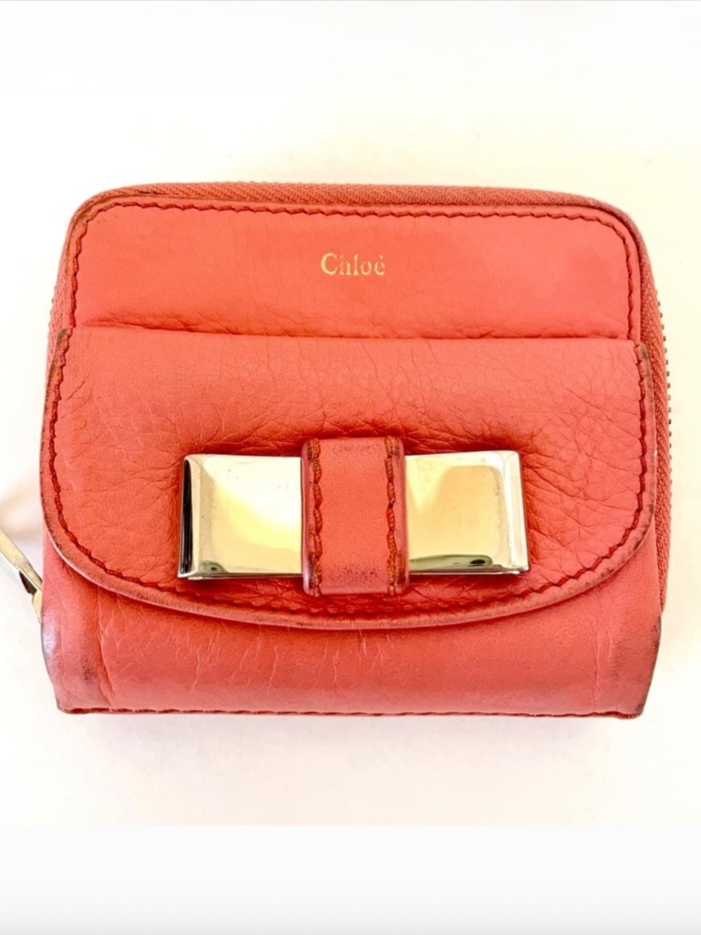 Chloe Lily Bow Pink Leather Double Sided Bifold Compact Wallet
